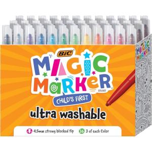 imageBIC Magic Marker Flexible Brush Tip 45 mm Assorted Colors Kids Coloring 36Count1 Count Pack of 36