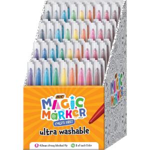 imageBIC Magic Marker Flexible Brush Tip 45 mm Assorted Colors Kids Coloring 36Count8 Count Pack of 12