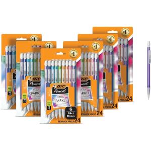 imageBIC XtraSparkle Number 2 Mechanical Pencils With Erasers Medium Point 07mm 144Count Pack Cute Mechanical Pencils for Girls Boys and Adults07mm