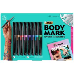 imageBODYMARK by BIC Temporary Tattoo Marker Old School Inspiration Skin Safe Brush Tip Assorted Colors 2PackAssorted  Inspiration Book