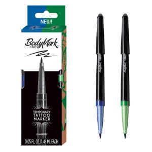 imageBODYMARK by BIC Temporary Tattoo Marker Old School Inspiration Skin Safe Brush Tip Assorted Colors 2PackOld School